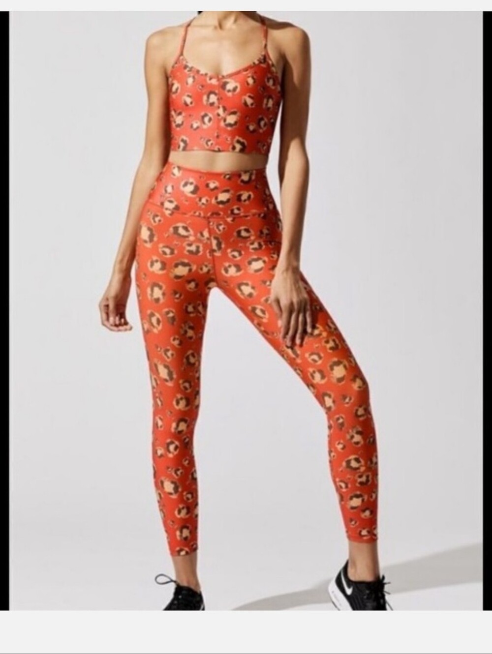 ♥️LIKE NEW CARBON 38 SET High-Waist Leopard Print Leggings - Orange
